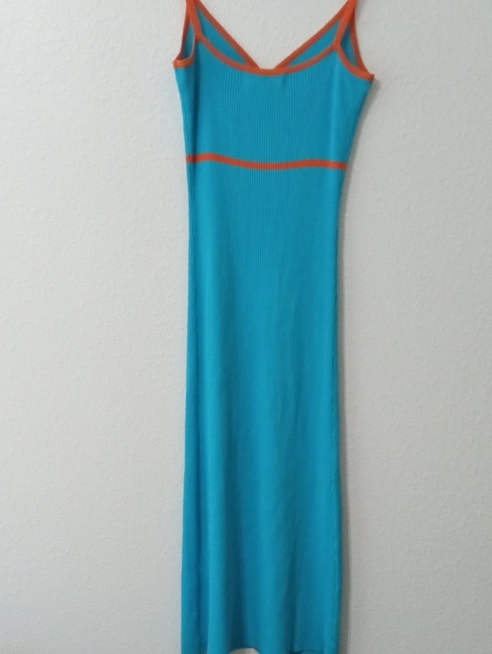 Siempre X Anthropologie Turquoise and Orange Contrast-Trim Slip Dress - Picture 5 of 7